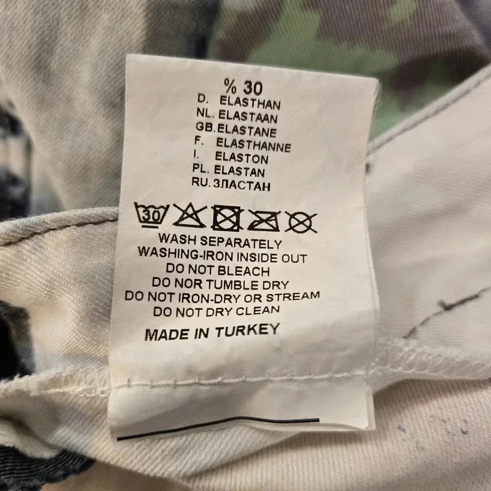 Waggon Paris Abstract Art Low Rise Stretch Straight Leg Jeans Blue Size 29 - Picture 12 of 12